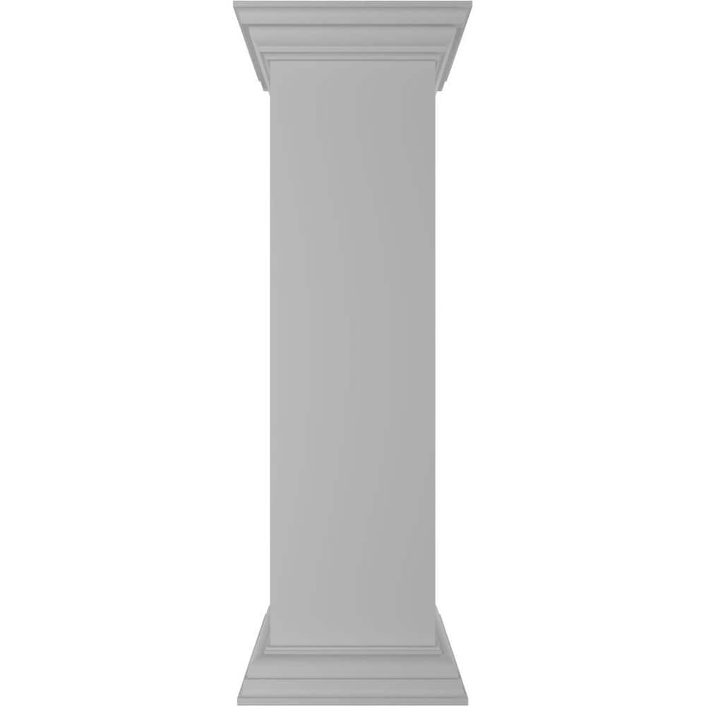 Ekena Millwork Plain 40 in. x 10 in. White Box Newel Post with Flat