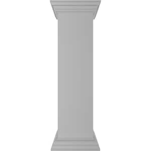 Plain 40 in. x 10 in. White Box Newel Post with Flat Capital and Base Trim (Installation Kit Included)