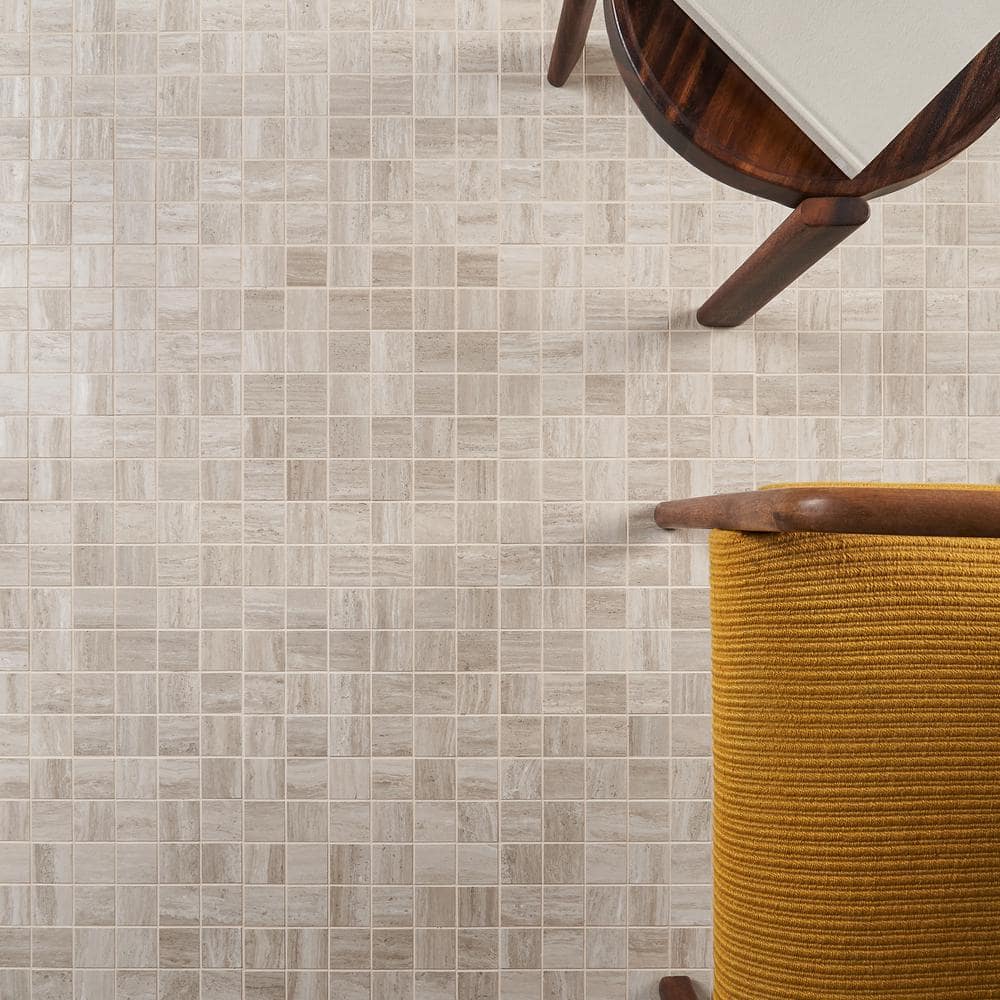 Taupe 12" x 12" Porcelain Matte Mosaic Tile Sheet