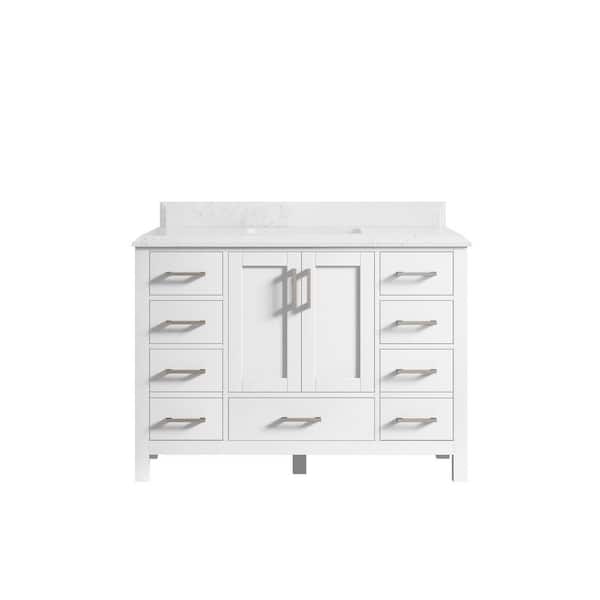Willow Collections Malibu 48 in. W x 22 in. D x 36 in. H Bath Vanity in White with Cove Edge Empira Quartz Top