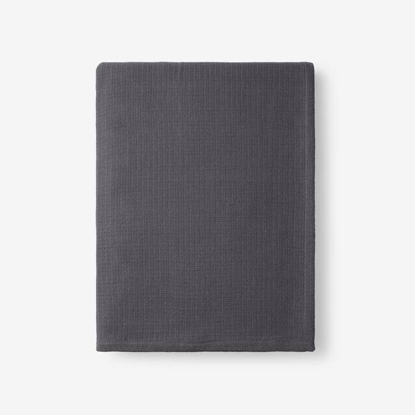 The Company Store Cotton Weave Slate Gray Solid Woven Throw Blanket