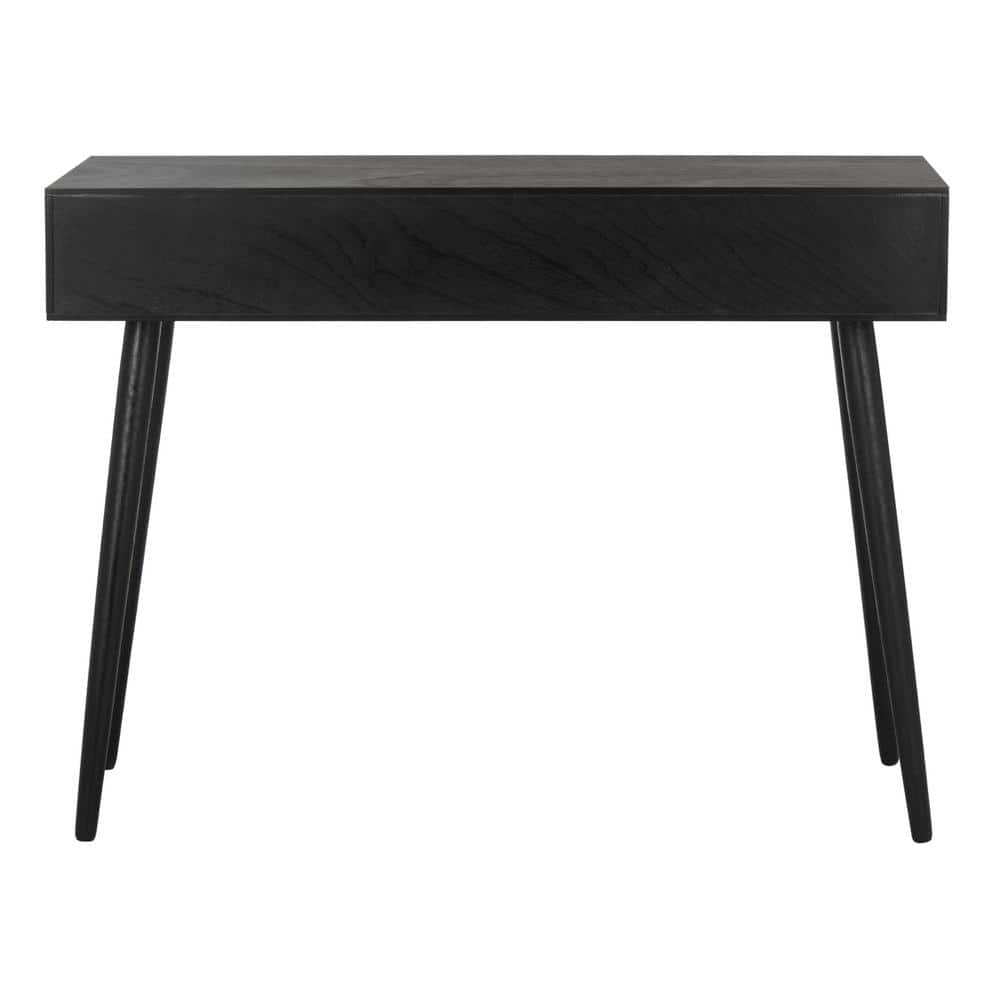 Transitional Black Rectangular Console Table with 3 Drawers