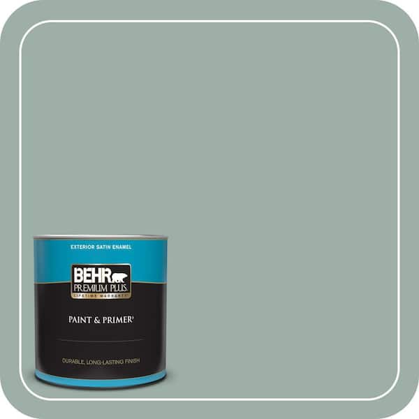 BEHR PREMIUM PLUS 1 qt. Home Decorators Collection #HDC-CT-22 Aged Jade Satin Enamel Exterior Paint & Primer