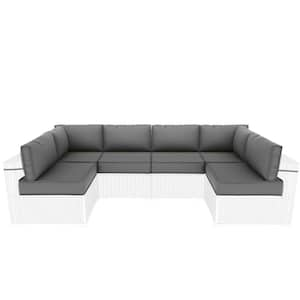 26 in. x 26 in. x 5 in. (14-Piece) Deep Seating Outdoor Lounge Chair Sectional Cushion Grey