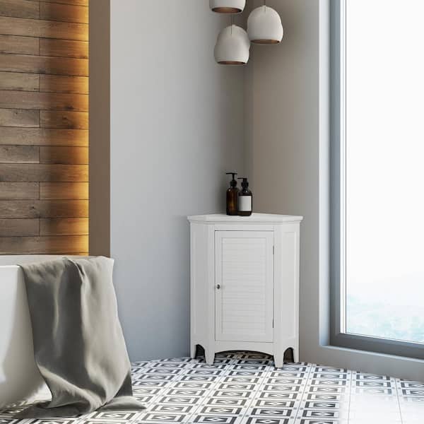 Elegant Home Fashions Blue Ridge 24.75-in W x 32-in H x 17.5-in D White Mdf Freestanding Corner Linen Cabinet Elegant Home Fashions Blue Ridge 24.75-in W x 32-in H x 17.5-in D White Mdf Freestanding Corner Linen Cabinet