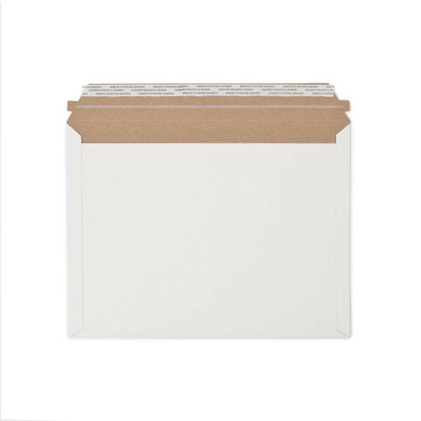 Pratt Retail Specialties 12.5 in. x 9.5 in. White Paperboard Stay Flat Mailers Envelope with Adhesive Easy Close Strip (250-Case)