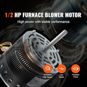 Furnace Blower Motor 1/2 HP 208/230-Volt 2.7 Amps 1075-RPM CW/CCW Rotation Blower Motor 48-Frame 3.4 in. Shaft Length