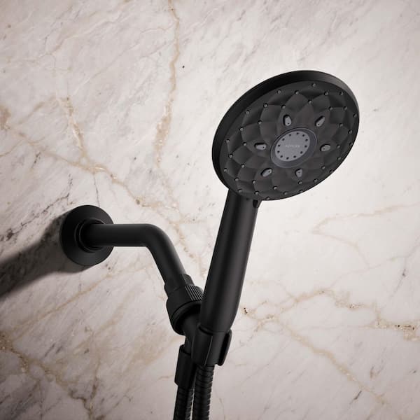 4.9375 in. Rosewood 6-Spray Patterns 1.75 GPM Wall Mount Handheld Shower Head in Matte Black