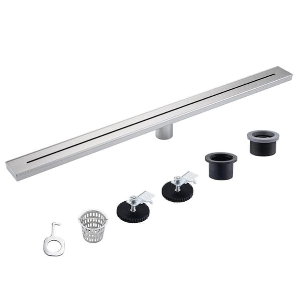 RAINLEX 36 in. Stainless Steel Linear Shower Drain with Square Pattern Drain Cover in Brushed Nickel