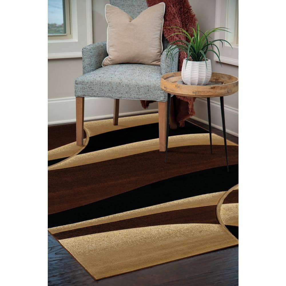 Contours Modern Black 2'x3' Synthetic Accent Rug