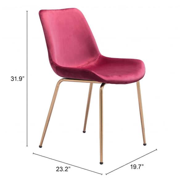 HomeRoots Red And Gold Upholstered Velvet Side Chair (Set Of 2)