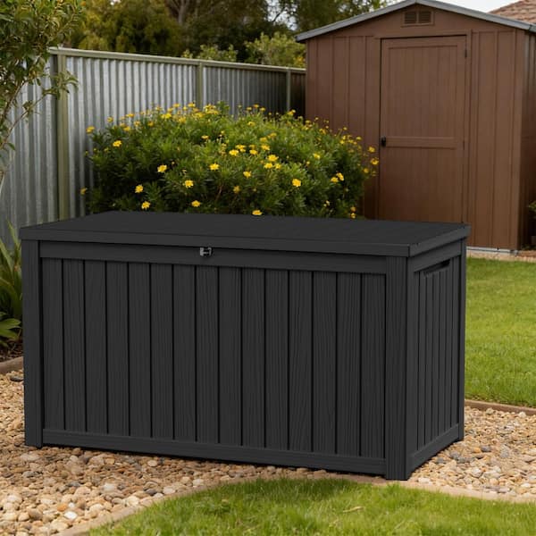 180 Gal. Black Plastic Deck Box DB148A-Black - The Home Depot
