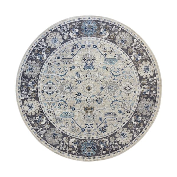 Gertmenian Astris Banha Ivory 8 ft. Round Border Indoor Area Rug