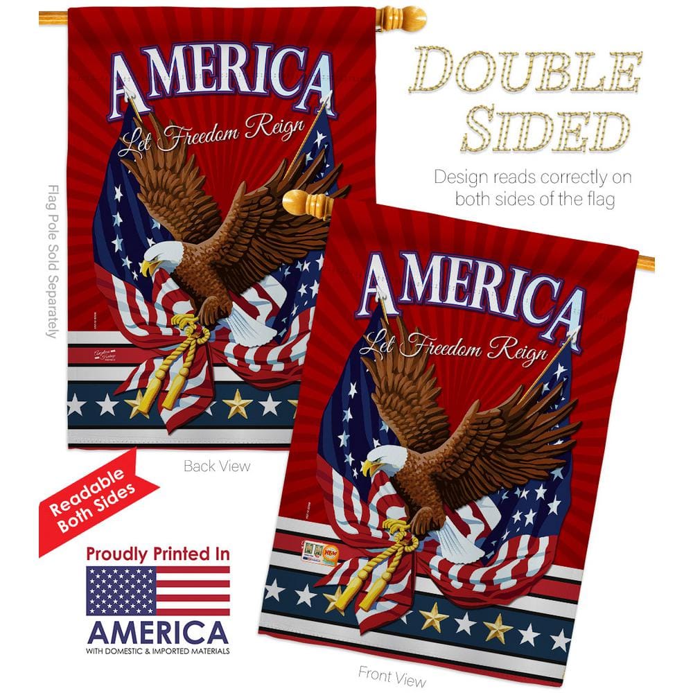 Let Freedom Reign Patriotic Eagle and Stars 28" x 40" Polyester House Flag