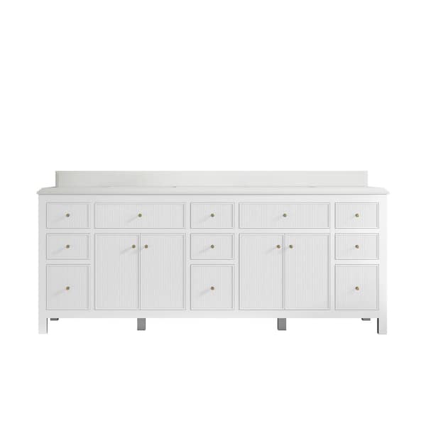 Willow Collections Sonoma 84 in. W x 22 in. D x 36 in. H Double Sink Bath Vanity in White with 1.5" White Quartz Top