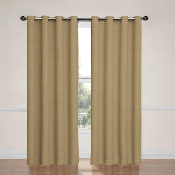 Eclipse Tan Woven Thermal Blackout Curtain - 52 in. W x 95 in. L