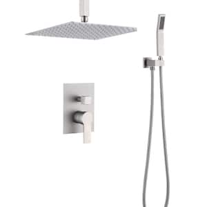 Ceiling Mount Single Handle 2 -Spray Shower Faucet 1.8 GPM with Pressure Balance in. Brushed Nickel
