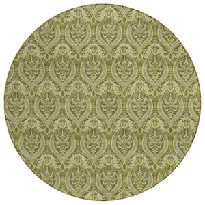 Chantille ACN572 Green 8 ft. x 8 ft. Round Machine Washable Indoor/Outdoor Geometric Area Rug
