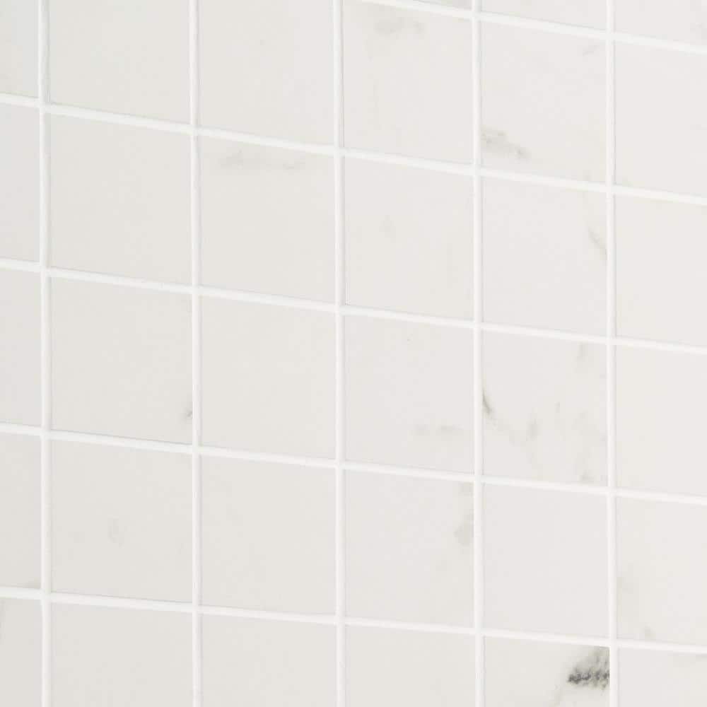 Statuario Venato Matte Porcelain Mosaic Tile Sheet for Indoor/Outdoor Use