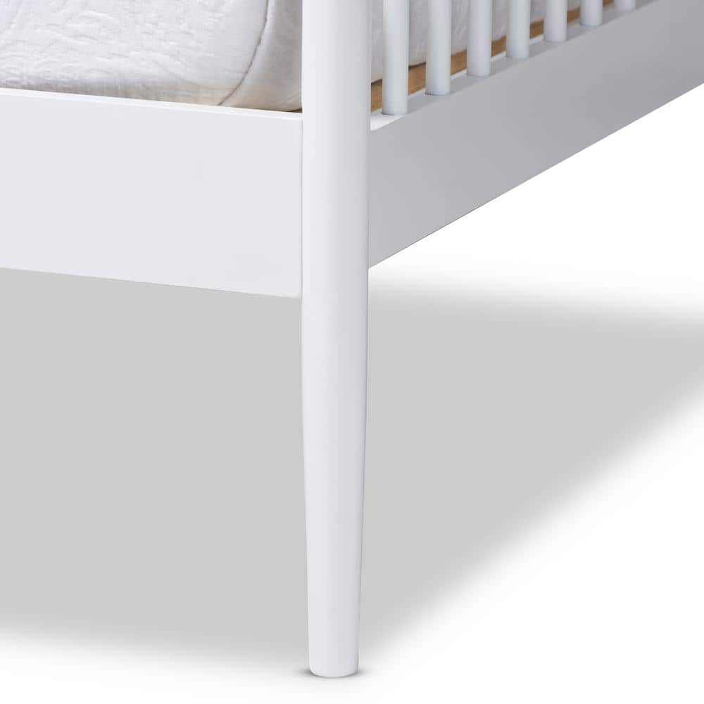 White Twin Wood Spindle Daybed with Upholstered Frame