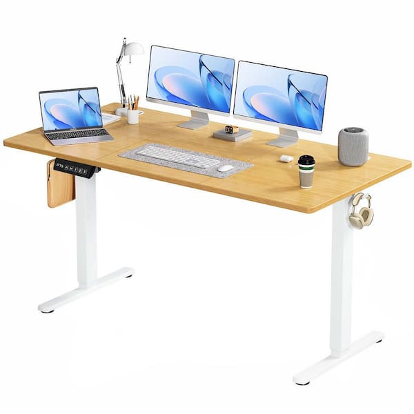 Unbranded 63 in. Natural Height Adjustable Electric Standing Desk Home Office Computer Desk Stand up Desk with 3 Memory Presets