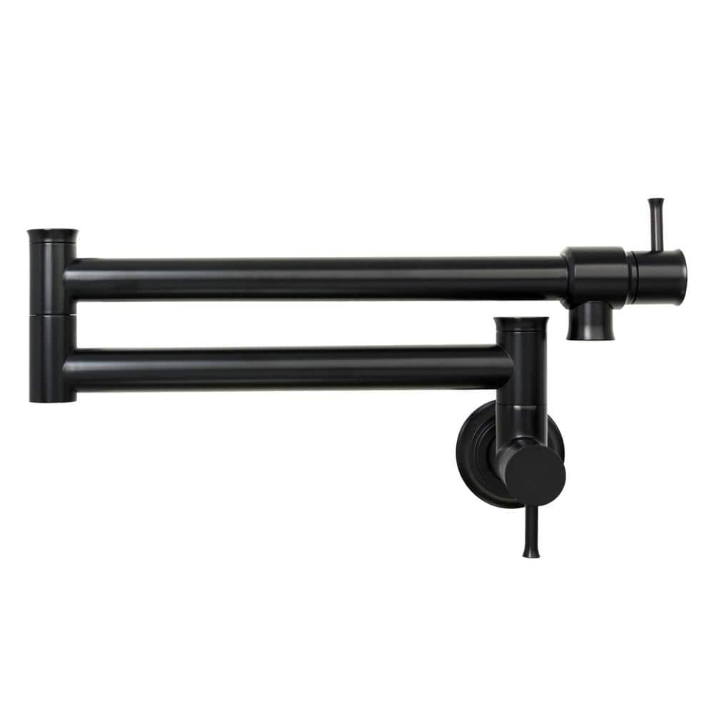 Matte Black Brass Wall Mount Pot Filler Faucet