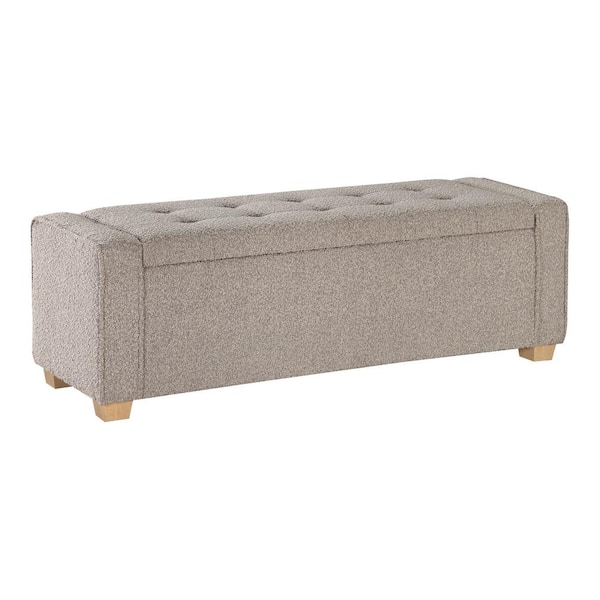 OSP Home Furnishings Bethwin Salt and Pepper Fabric 55 in. Bedroom Bench with Storage