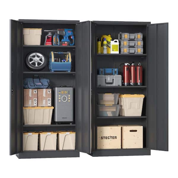 Tenleaf Black Metal 31.5 in. Flat File Cabinets with Locking Doors