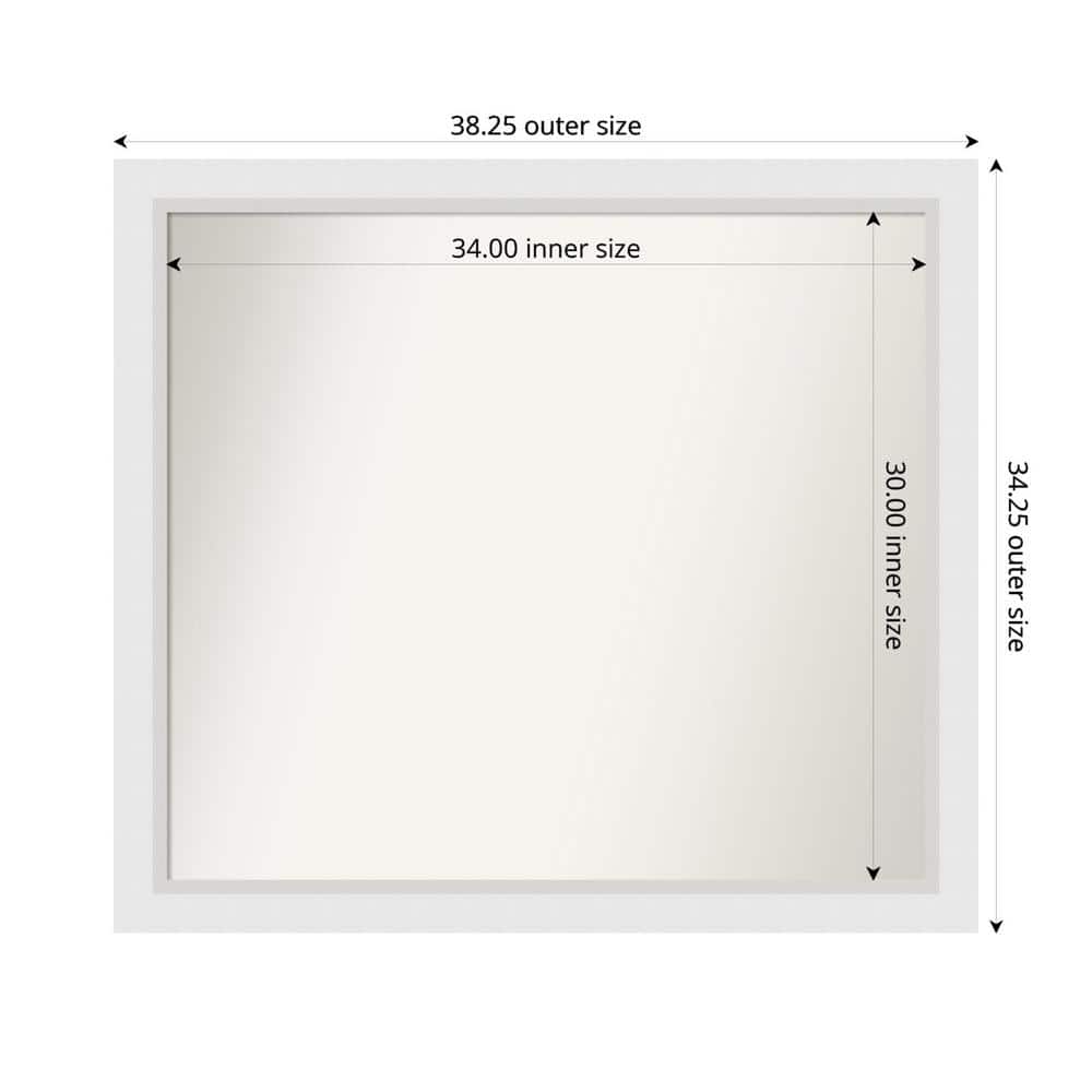 Blanco White 38.25 in. x 34.25 in. Custom Non-Beveled Wood Framed Bathroom 