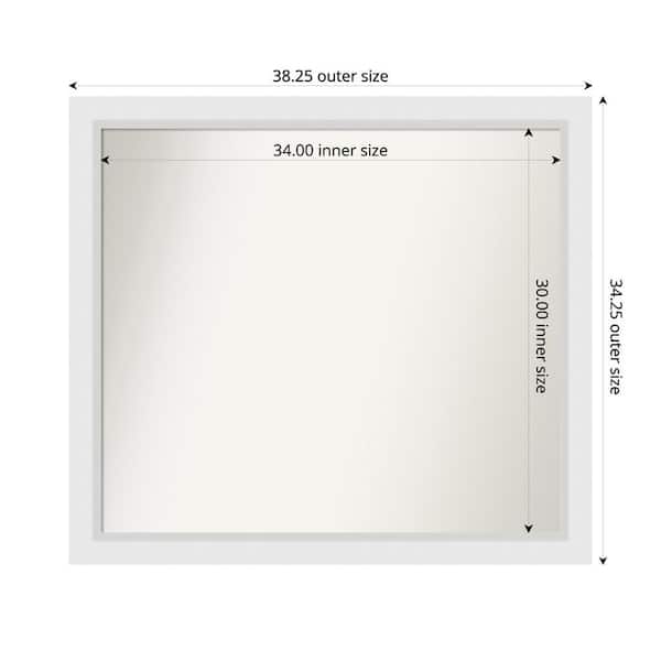 Amanti Art Blanco White 38.25 in. x 34.25 in. Custom Non-Beveled Wood Framed Bathroom Vanity Wall Mirror