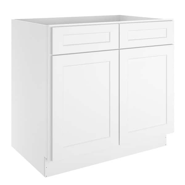 HOMEIBRO White Ready to Assemble Plywood Base Kitchen Cabinet 36 in. W x 24 in. D x 34.5 in. H