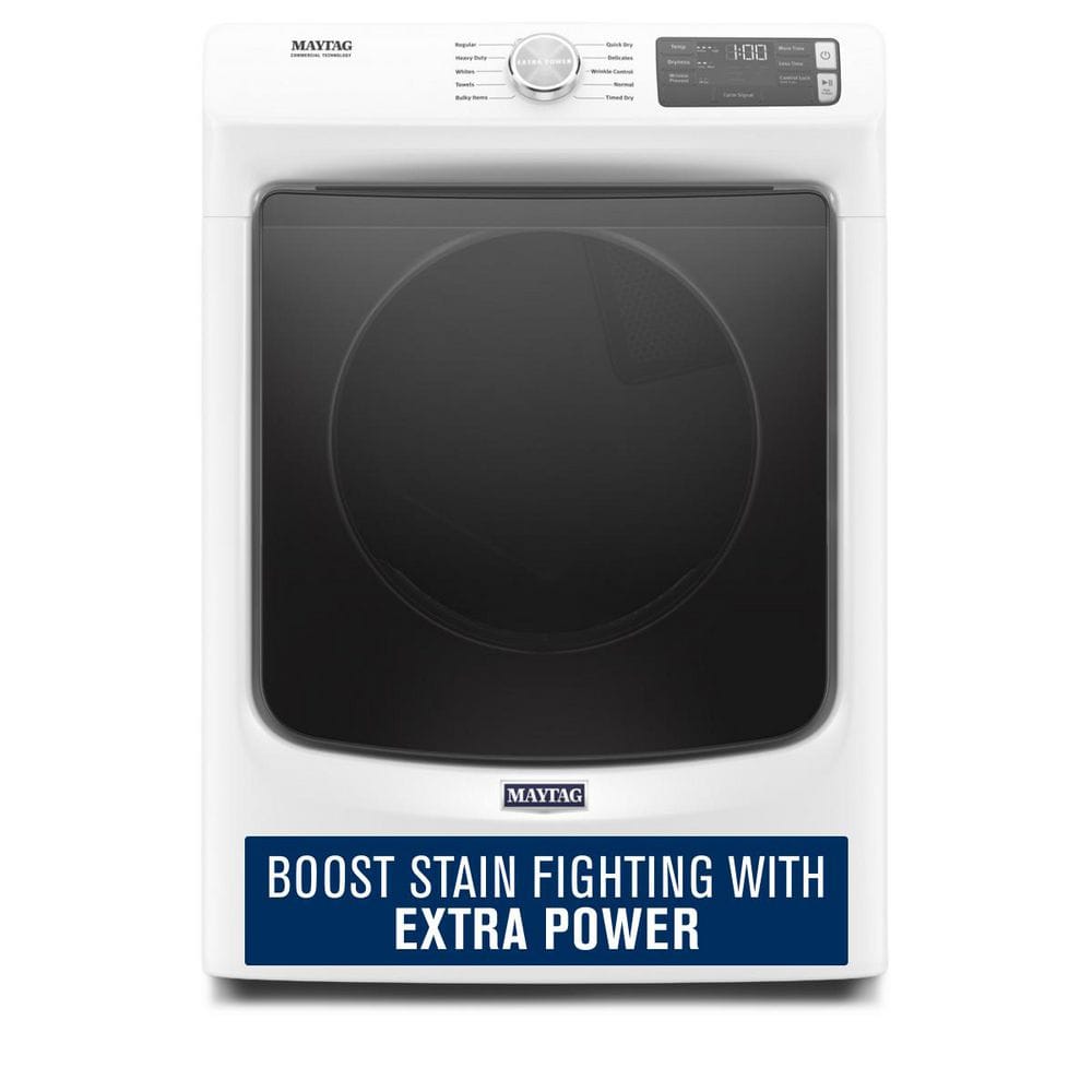 Maytag 7.3 cu. ft. 240-Volt White Stackable Electric Vented Dryer with Quick Dry Cycle, ENERGY STAR