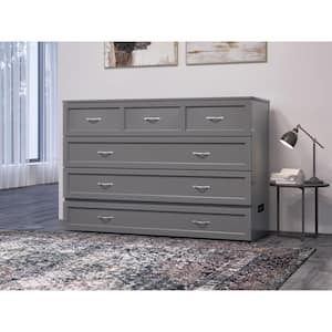 Northfield Grey Solid Wood Frame Queen Murphy Bed with Mattress and Built In Charging Station