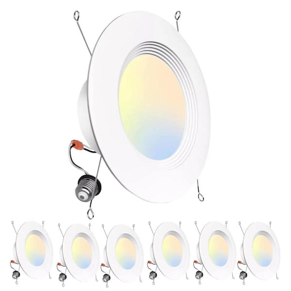 KOAOEIRS 6 in. Adjustable CCT Integrated LED Retrofit Recessed Trim Light 15-Watt 1050 LM Dimmable Wet Rated (6-Pack)