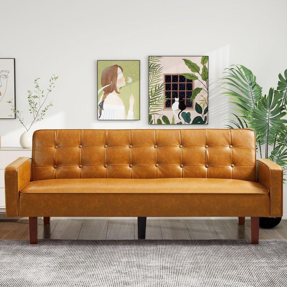 WONDER COMFORT Chic 74 in. Faux Leather 2-Seats Loveseat