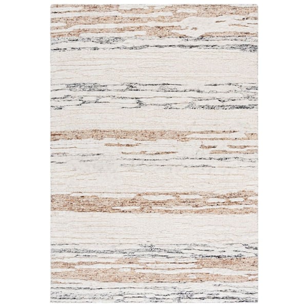Tribeca 6 ft. x 9 ft. Ivory/Brown Faded Striped Area Rug