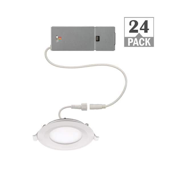 4 in. Canless Integrated LED Recessed Light Trim 650 Lumens Adjustable CCT New Construction Kitchen Remodel (24-Pack)