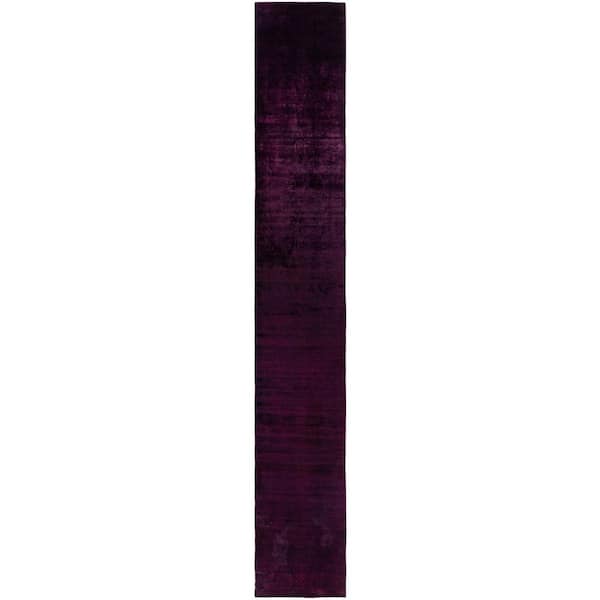 Overdyed Purple 2 ft. x 16 ft. Solid Wool Indoor Runner Rug