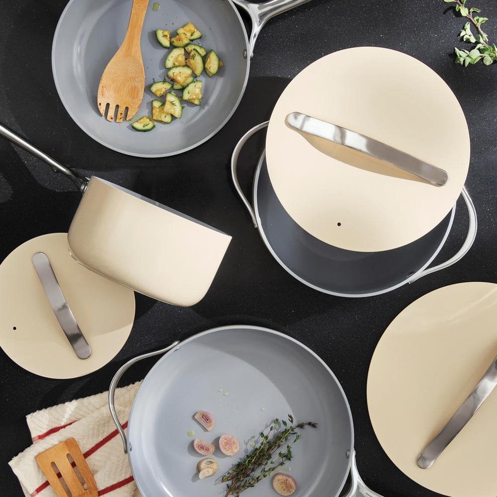 Cream Non-Stick Ceramic 12-Piece Cookware Set