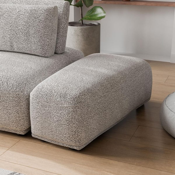 Furniture of America Fairwind 24 in. Armless Boucle Fabric Curved Modular Ottoman Sofa in Light Gray - Trapezoidal Ottoman
