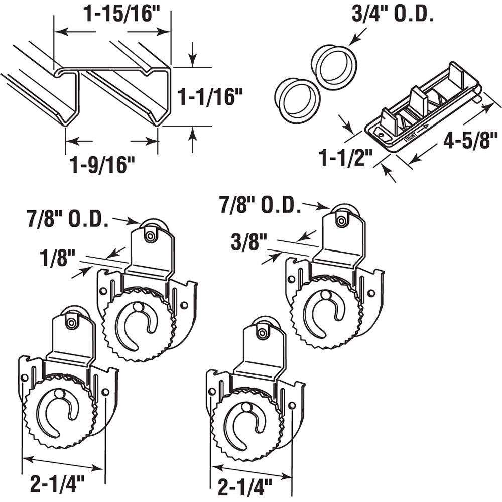 Prime-Line 60 in. Galvanized Steel Sliding Door Hardware Kit