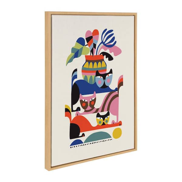 Kate and Laurel Sylvie 3-Cats by Rachel Lee of My Dream Wall Framed Art Print 23 in. x 33 in.
