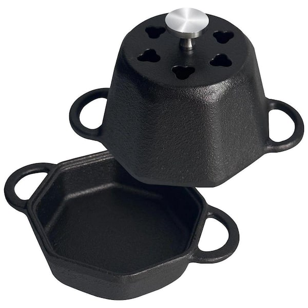 Pre-Seasoned Cast Iron Garlic Roaster Pot with Heat Locking Lid for Oven Grill Stove, Garlic Baker Cooker