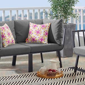 Riverside Aluminum Corner Outdoor Sectional Chair in Gray with Charcoal Cushions
