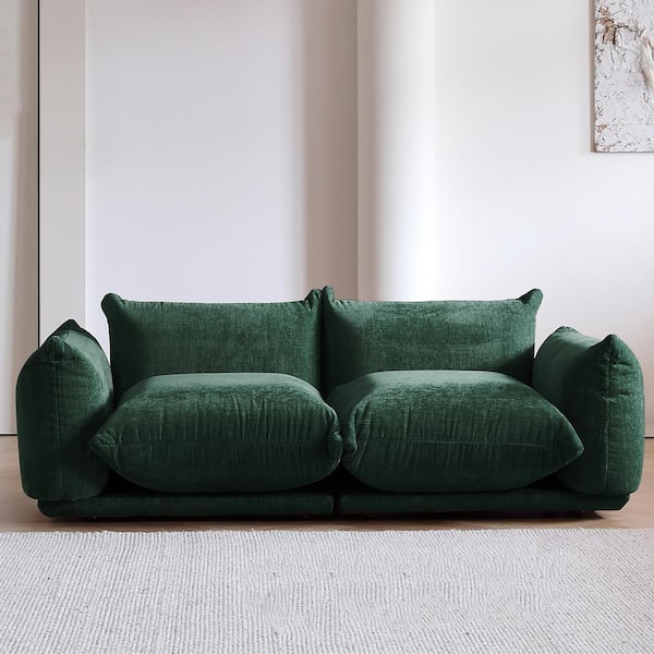Magic Home 35 in. Flared Arm 2-Seater Sofa in Green