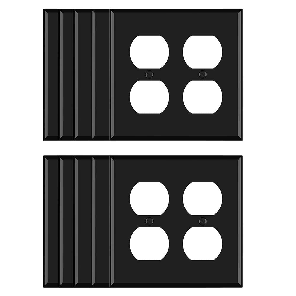 White Rectangular 2-Gang Duplex Outlet Wall Plate Set