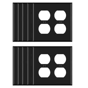 2 Gang Midsize Duplex Outlet Wall Plate, Black (10-Pack)