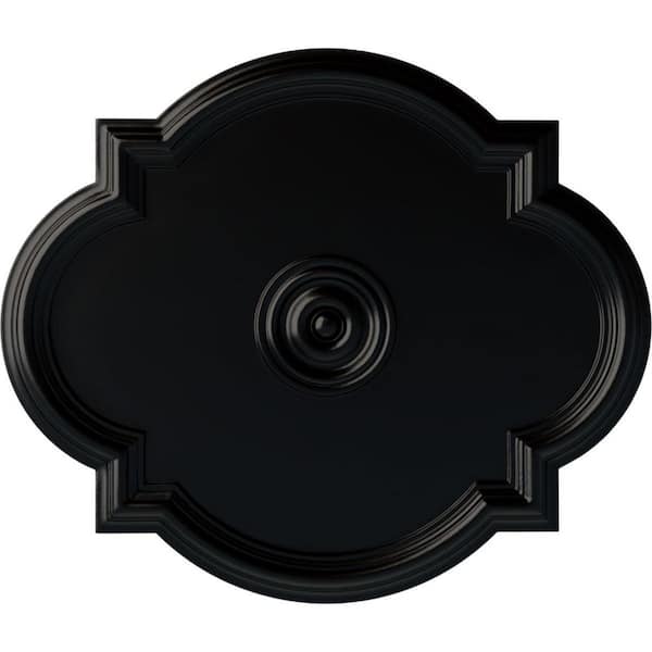 1-1/8" x 24" x 20-1/2" Polyurethane Waltz Ceiling Medallion, Hand-Painted Jet Black