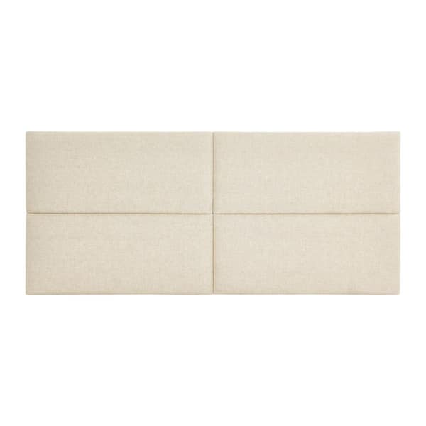 Storied Home NoSom Beige Queen Upholstered Headboard with Sound Reducing Four Panel Linen