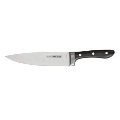8 in. High Carbon Steel Full Tang Hand-Honed Blade Fine Edge Chef's Knife with Black Polycarbonate Handle